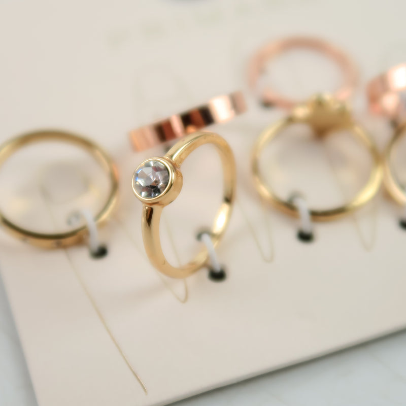 แหวนเซ็ต แหวน สแตนเลสสตีลเรียบหรู มีสไตล์ แหวนแฟชั่นผู้หญิง - No.559
