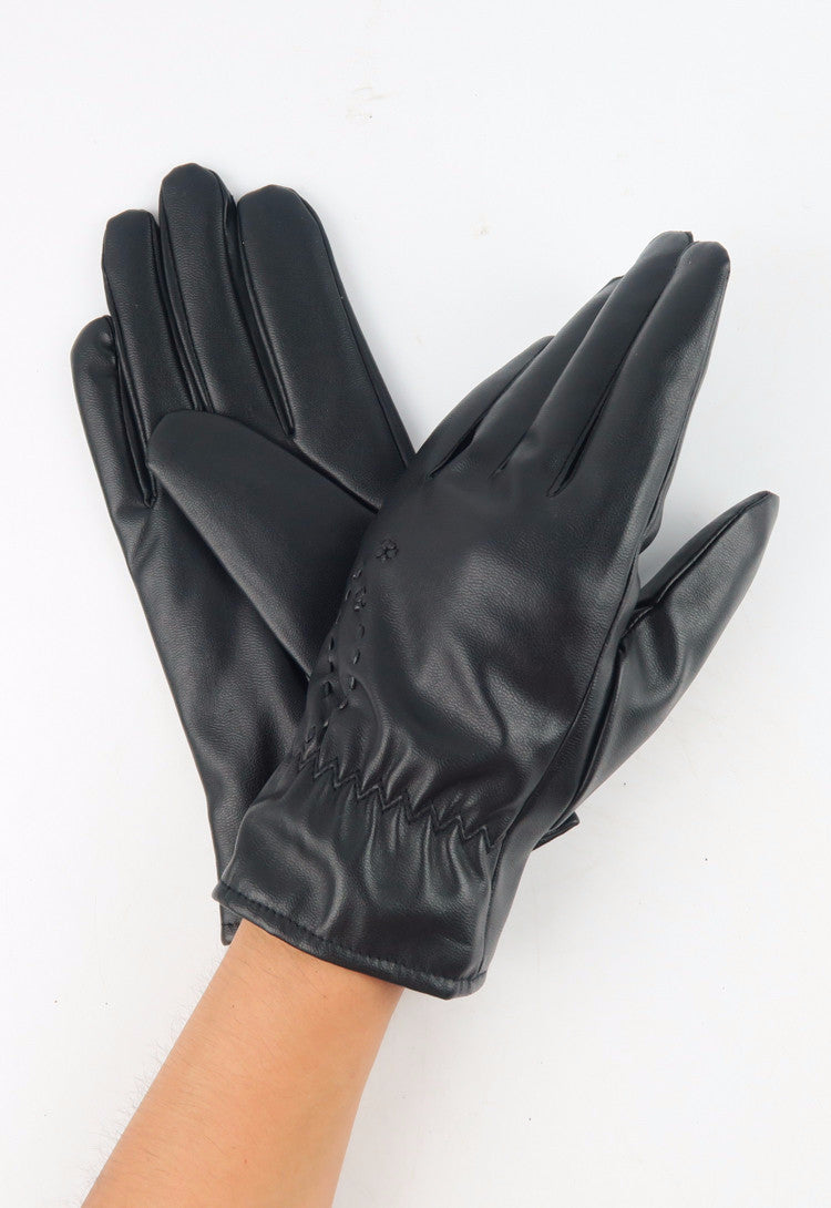 ถุงมือหนังกันหนาว - Genuine Leather Driving Gloves