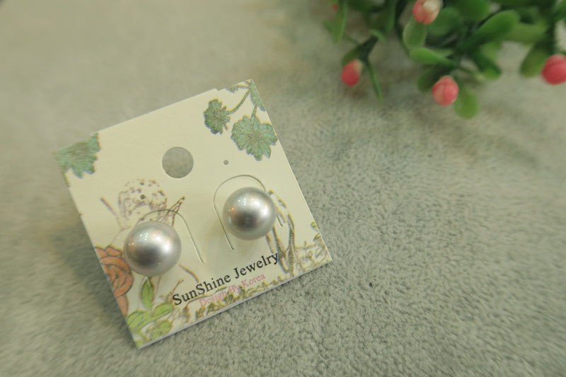 ต่างหูมุก - Round Stud White  Earrings