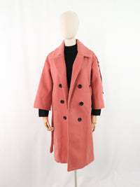 เสื้อโค้ทผ้าวูลกันหนาว   - Double-Breasted Woolen Coat with Belt
