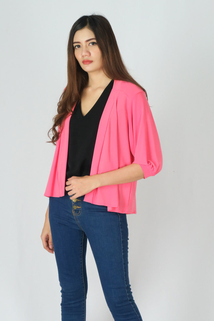 เสื้อคลุมลำลอง - Thin Lightweight 3/4 Sleeve Open Cardigan