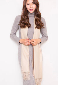 ผ้าพันคอแคชเมียร์แต่งพู่ ขนาด 71x27'' สำหรับชายหญิง - Unisex Cashmere Scarf Wool Wrap Shawl