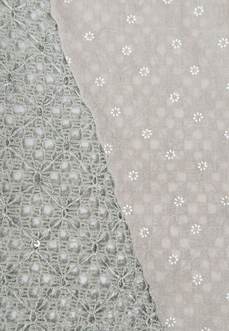 ผ้าพันคอปักลายผสมลายถัก - Shawl Lace Embroidered Scarf