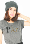 หมวกไหมพรมถักลายเปีย บุขนด้านใน H012- Unisex Cable Knit Fleece Lining Knit Beanie Ski Hat