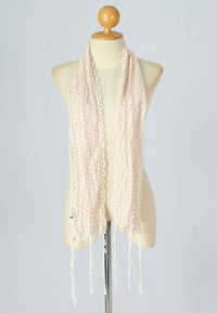 ผ้าพันคอแต่งพู่ลูกไม้ - Tassel Leafy Lace Scarf