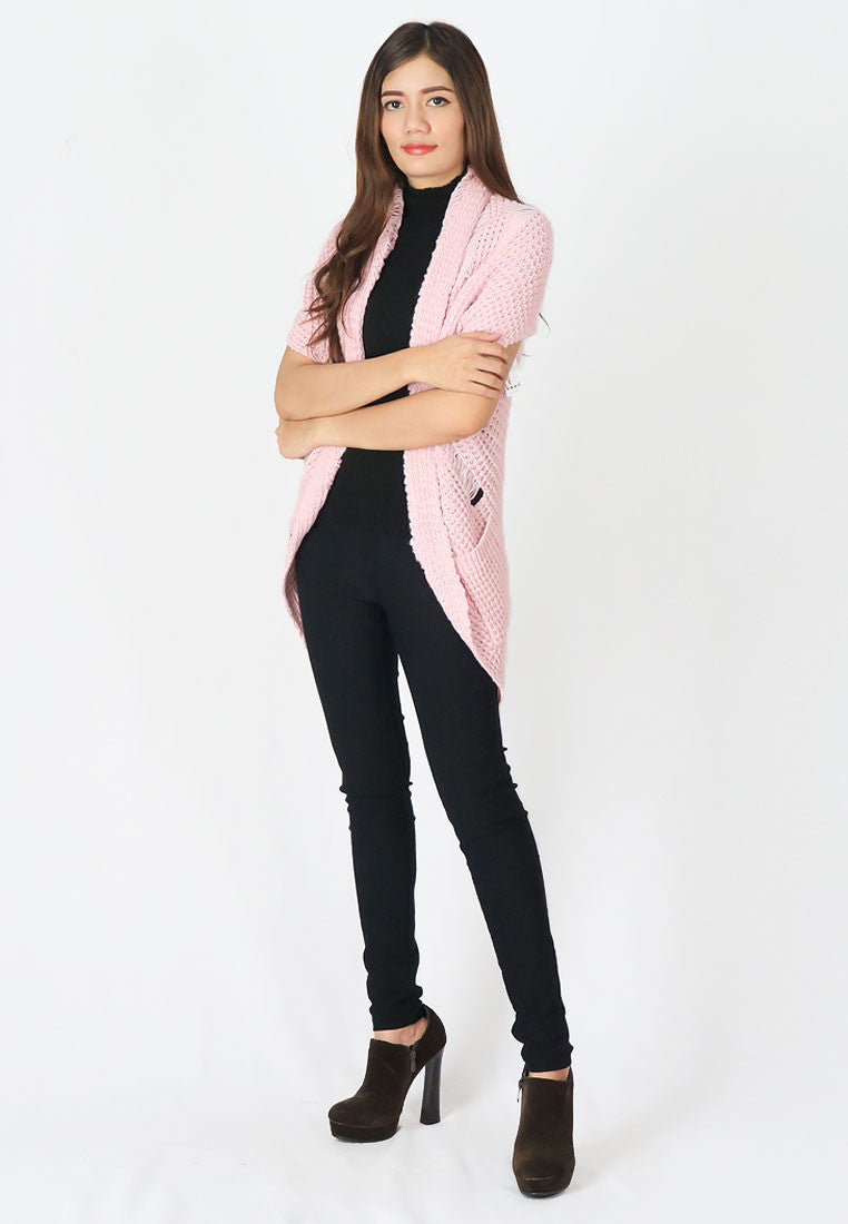 เสื้อคลุมไหมพรม -  Open Front Cable Knit Cardigan