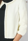 เสื้อคลุมไหมพรมตัวสั้นแต่งมุกแถว - Crop Knit Wool Cardigan with Pearl Row