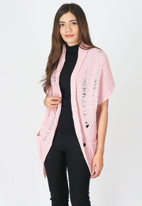 เสื้อคลุมไหมพรม -  Open Front Cable Knit Cardigan