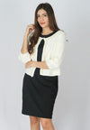 เสื้อคลุมไหมพรมตัวสั้นแต่งมุกแถว - Crop Knit Wool Cardigan with Pearl Row