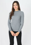 เสื้อไหมพรมสเวตเตอร์ผ้าแคชเมียร์ - Modern Ribbed Mockneck Soft Cashmere Sweater