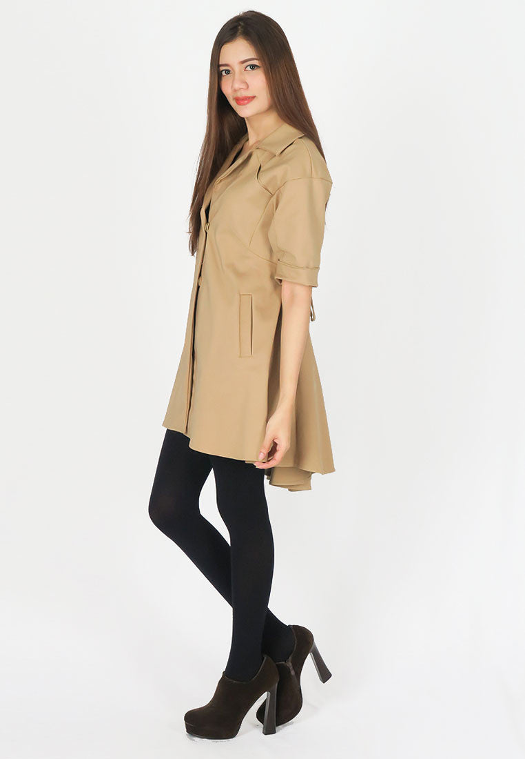 เสื้อโค้ทกันหนาว - Elegant Long Trench Coat Jacket with Rope