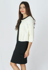 เสื้อคลุมไหมพรมตัวสั้นแต่งมุกแถว - Crop Knit Wool Cardigan with Pearl Row