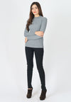 เสื้อไหมพรมสเวตเตอร์ผ้าแคชเมียร์ - Modern Ribbed Mockneck Soft Cashmere Sweater