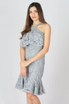 เดรสลูกไม้ชายทวิส - Bodycon Lace Cocktail Midi Dress