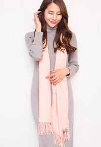 ผ้าพันคอแคชเมียร์แต่งพู่ ขนาด 71x27'' สำหรับชายหญิง - Unisex Cashmere Scarf Wool Wrap Shawl