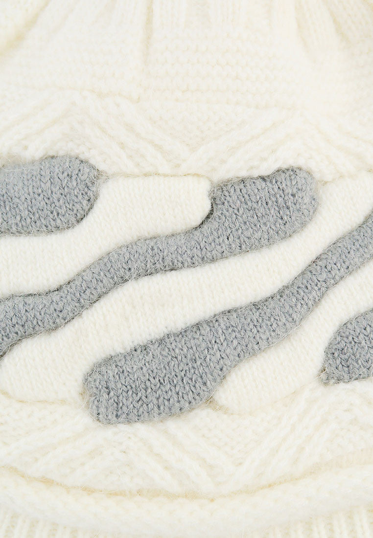 หมวกไหมพรมทอสลับสี - Visor Wool Knit Hat