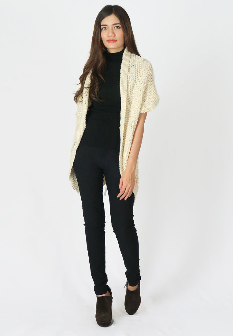เสื้อคลุมไหมพรม -  Open Front Cable Knit Cardigan