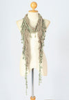 ผ้าพันคอแต่งพู่ลูกไม้ - Tassel Leafy Lace Scarf