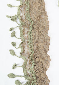 ผ้าพันคอแต่งพู่ลูกไม้ - Tassel Leafy Lace Scarf