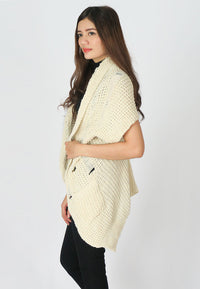 เสื้อคลุมไหมพรม -  Open Front Cable Knit Cardigan