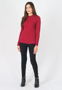 เสื้อไหมพรมสเวตเตอร์ผ้าแคชเมียร์ - Modern Ribbed Mockneck Soft Cashmere Sweater