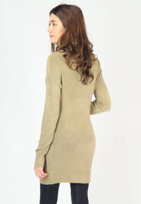 เสื้อไหมพรมคอเต่าทรงยาว No.8742- Basic Slim Turtleneck Long Sweater