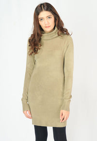 เสื้อไหมพรมคอเต่าทรงยาว No.8742- Basic Slim Turtleneck Long Sweater
