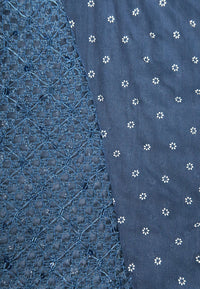 ผ้าพันคอปักลายผสมลายถัก - Shawl Lace Embroidered Scarf