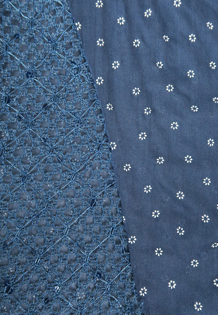 ผ้าพันคอปักลายผสมลายถัก - Shawl Lace Embroidered Scarf