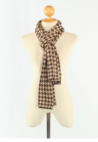 ผ้าพันคอไหมพรมลาย Houndstooth -Unisex Reversible Houndstooth Knit Scarf
