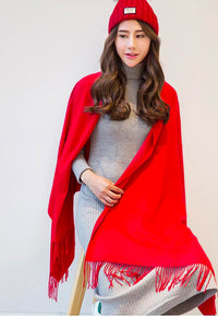 ผ้าพันคอแคชเมียร์แต่งพู่ ขนาด 71x27'' สำหรับชายหญิง - Unisex Cashmere Scarf Wool Wrap Shawl