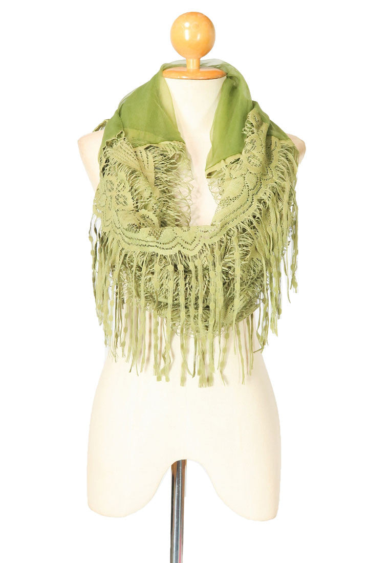 ผ้าพันคอซิลค์ - Reindeer Tassel Silk Shawl Scarf