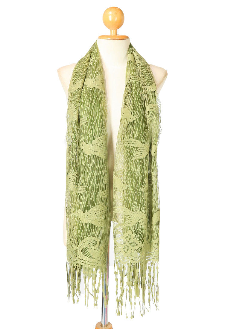 ผ้าพันคอซิลค์ - Reindeer Tassel Silk Shawl Scarf