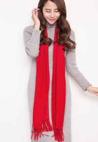 ผ้าพันคอแคชเมียร์แต่งพู่ ขนาด 71x27'' สำหรับชายหญิง - Unisex Cashmere Scarf Wool Wrap Shawl
