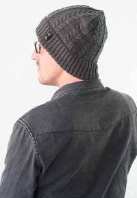 หมวกไหมพรมถักลายเปีย บุขนด้านใน H012- Unisex Cable Knit Fleece Lining Knit Beanie Ski Hat