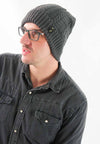 หมวกไหมพรมถักลายเปีย บุขนด้านใน H012- Unisex Cable Knit Fleece Lining Knit Beanie Ski Hat
