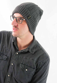 หมวกไหมพรมถักลายเปีย บุขนด้านใน H012- Unisex Cable Knit Fleece Lining Knit Beanie Ski Hat