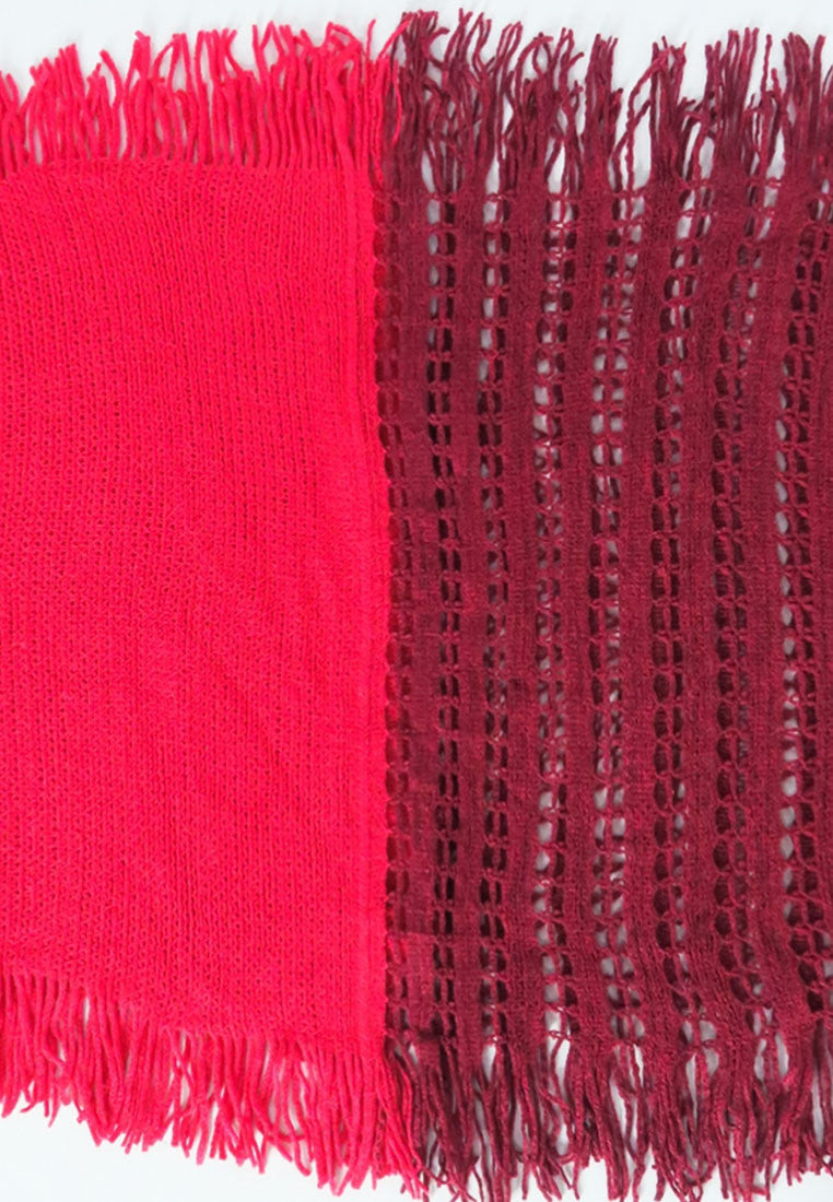 ผ้าพันคอไหมพรมทรงอินฟินิตี้ทูโทน - Warm Knit Infinity Scarf With Tassels