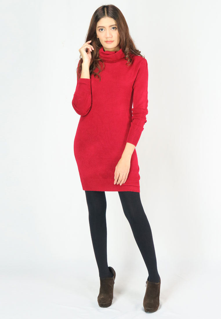 เสื้อไหมพรมคอเต่าทรงยาว No.8742- Basic Slim Turtleneck Long Sweater