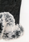 ถุงมือหนังขนเฟอร์แต่งลูกไม้ทัชสกรีน - Winter Warm Rabbit Fur Soft Leather Touchscreen Gloves
