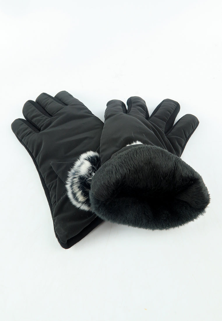 ถุงมือกันหนาว บุขนแต่งเฟอร์ - Insulated Thermal Down Gloves