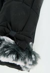 ถุงมือกันหนาว บุขน แต่งโบว์ - Insulated Thermal Down Gloves