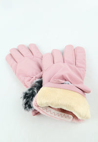 ถุงมือกันหนาว บุขน แต่งโบว์ - Insulated Thermal Down Gloves