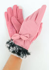 ถุงมือกันหนาว บุขน แต่งโบว์ - Insulated Thermal Down Gloves