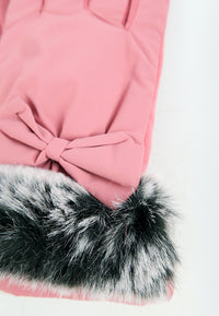 ถุงมือกันหนาว บุขน แต่งโบว์ - Insulated Thermal Down Gloves