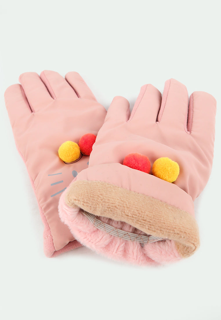 ถุงมือกันหนาว ผ้าดาวน์บุขน กันหิมะ สำหรับเด็ก  - Soft Thick Warmer Insulated Gloves for Kids
