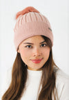 หมวกไหมพรมทรงบีนนี่แต่งปอม -  Beanie Fleece Lining Knit Hat