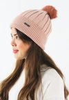 หมวกไหมพรมทรงบีนนี่แต่งปอม -  Beanie Fleece Lining Knit Hat