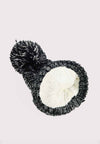 หมวกไหมพรม ทรงบีนนี่แต่งปอม แบบบุขนด้านใน - Thick Cable Knitted Fleece Lined Pom Pom Beanie Hat