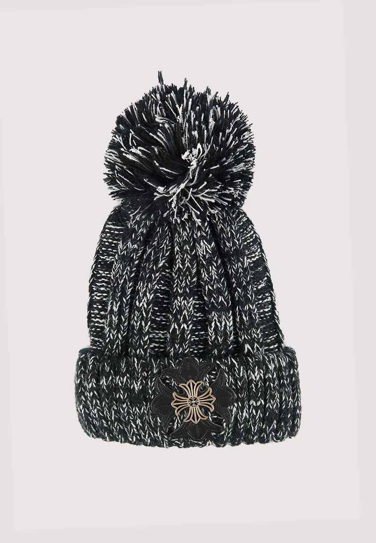 หมวกไหมพรม ทรงบีนนี่แต่งปอม แบบบุขนด้านใน - Thick Cable Knitted Fleece Lined Pom Pom Beanie Hat